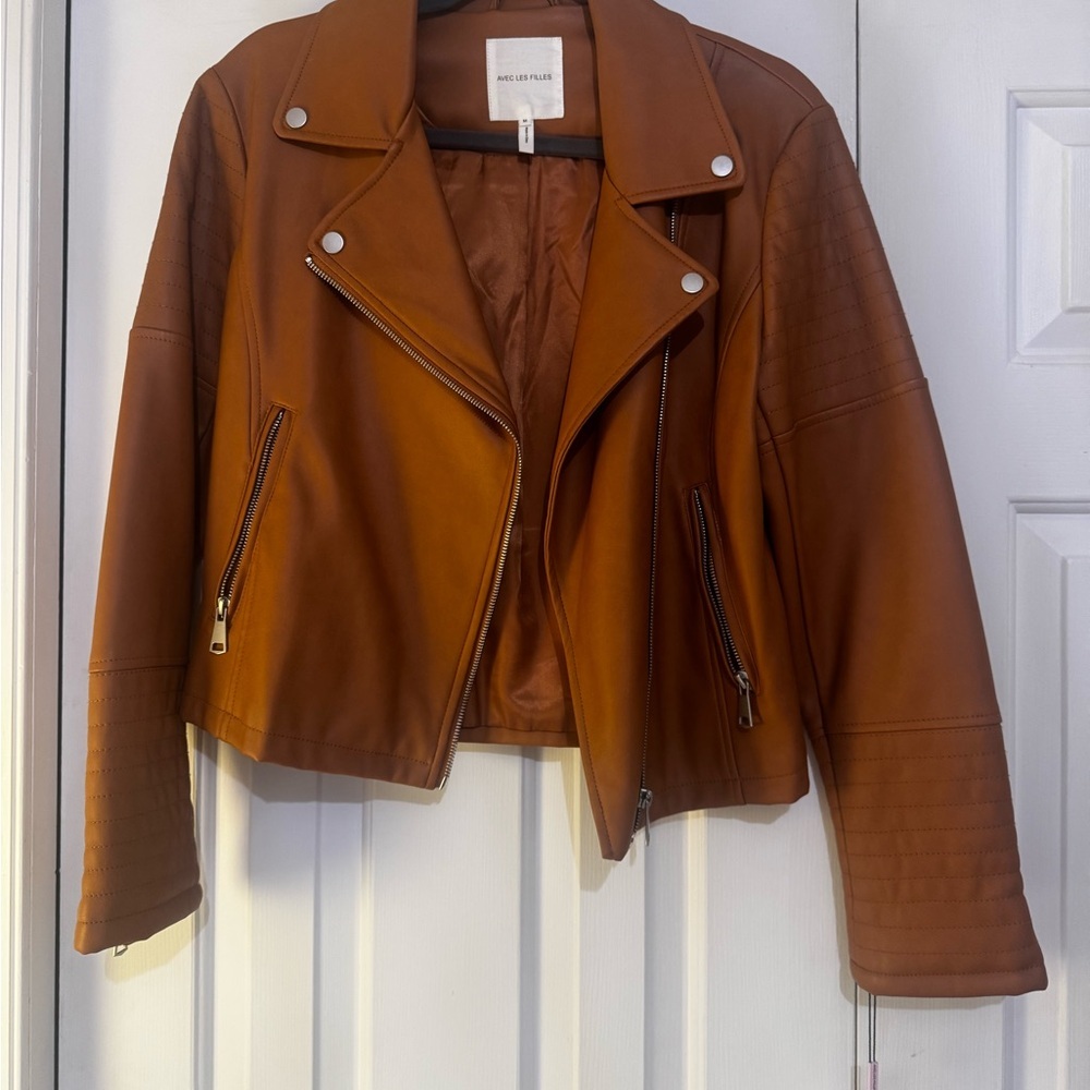 Nordstrom Women's Tan faux Leather Jacket
